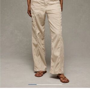 Aerie Tan Wide-Leg Trousers